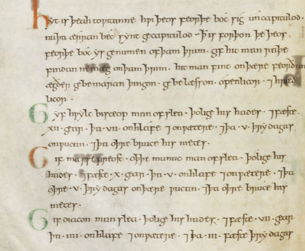 Figure 1: Cambridge, Corpus Christi College, MS 190 (Penitential of Theodore), ca. 1000–1099 A penitential manuscript from Exeter (UK) that classifies sexual transgressions under normative categories and assigns penances according to repetition and severity. Image courtesy of the Parker Library, Corpus Christi College, Cambridge (CC BY-NC 4.0).